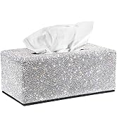 Sumnacon Tissue Box Cover Bling Tissue Box for Bathroom Sparkling Rectangular Tissue Box Holder w...