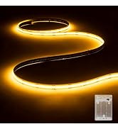 Battery Powered COB LED Strip Lights,3.28ft Warm White LED Light Strip for Dorm Room, Under Bed, ...