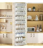 DAOTENGQL 10-tier Over The Door Pantry Organizer with Mesh Baskets, Adjustable &amp; Stable Hanging S...