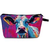 MoCaliduccious Colorful Cow Makeup Bag for Women Cow Gift for Cow Lovers