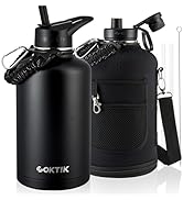 84oz Water Bottle with Straw - Triple Insulated Flask, 48hr Cold Retention Large Water Bottle, Le...
