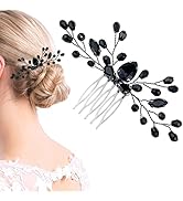 Black Rhinestone Bridal Hair Comb Vintage Onyx Teardrop Small Headpiece Crystal Decorative Weddin...