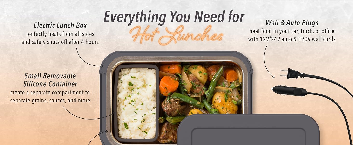 bentgo, bentgo electric lunch box, removable silicone container, hot lunches, wall and auto plugs