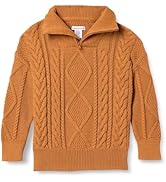 Essentials Boys and Toddlers' Quarter-Zip Cable-Knit Relaxed-Fit Sweater