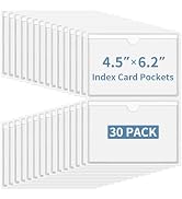 30 Pcs Clear Index Card Pockets, Self-Adhesive Label Pocket for Replaceable Labels with Top Openi...