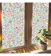 Meetcolor Butterfly Stained Glass Privacy Window Film Decorative, Summer Rainbow Window Stickers ...