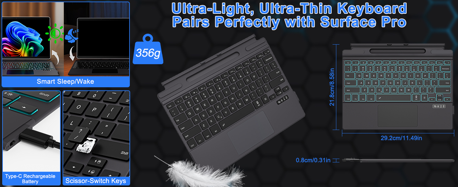 bluetooth surface pro 8 backlit keyboard