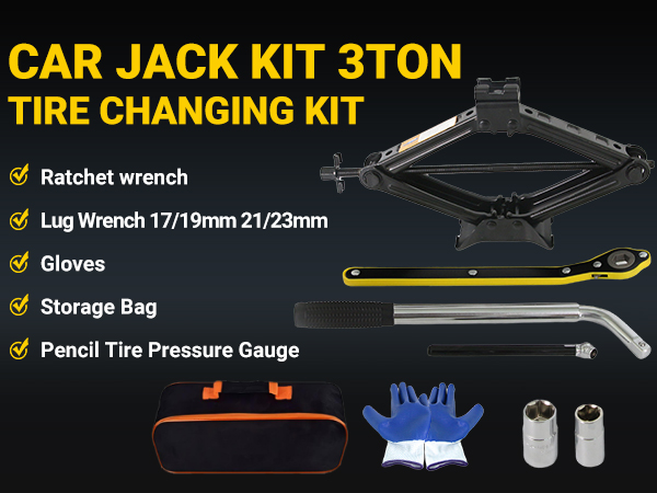 CAR JACK KIT 3 TON TIRE CHANGING KIT