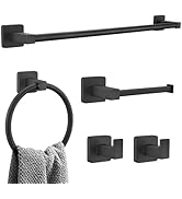 Matte Black Towel Bar Set 5 Pieces Bathroom Hardware Accessory Set Towel Holder Set for Bathroom ...