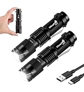 ULTRAFIRE SK68-X Rechargeable Mini Flashlight, Single-Mode Zoomable LED Tactical Flashlight, Brig...