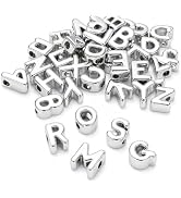 FASHEWELRY 50Pcs Silver Large Letter Beads, UV Plating 21mm Big Alphabet Beads Random Mixed Metal...