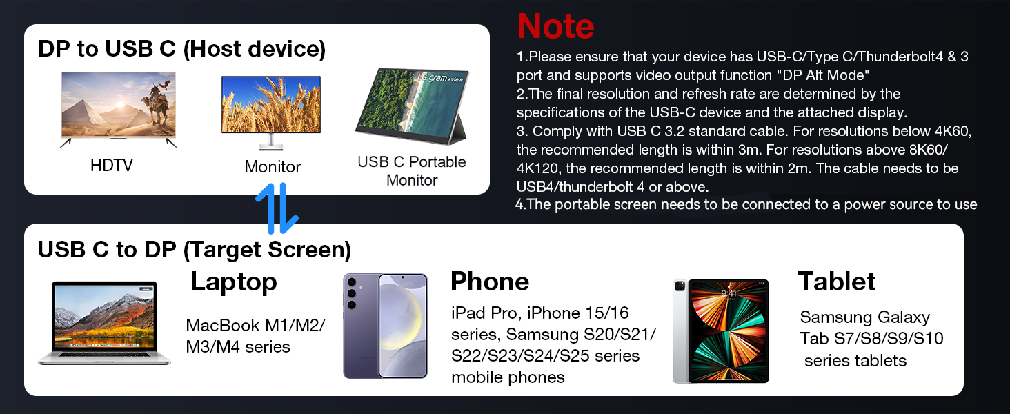 USB C to DisplayPort 1.4 Adapter