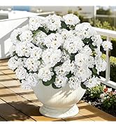 Ouddy Decor Artificial Geranium Flowers for Outdoors, 24 Pcs Fake Silk Flowers UV Resistant Faux ...