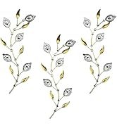 Cityelf 3 Set Crystal Leaf Wall Art Sculpture Iron Tree Leaves Branch Hanging Wall Décor Jeweled ...
