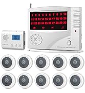 SYNLETT Nurse Call System Wireless Call System with 1 Portable Caregiver Pager 10 Call Buttons an...