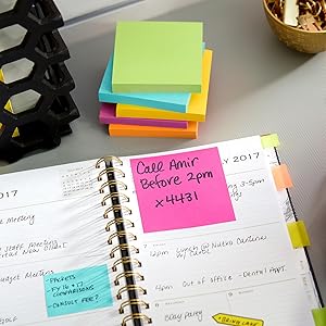 Post-it Notes and flags on personal calendar