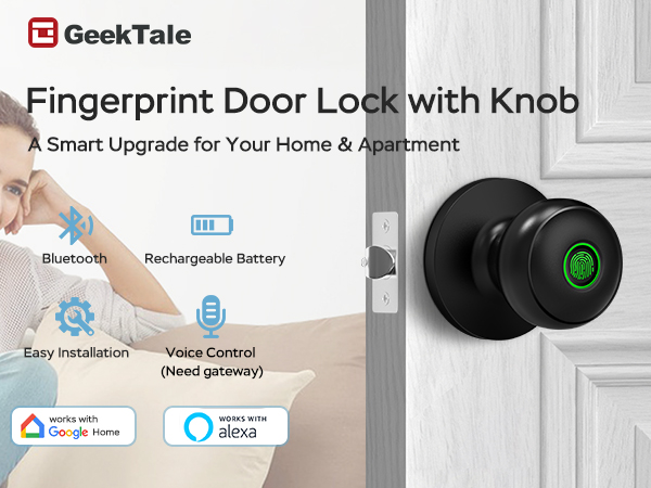 fingerprint door lock with knob