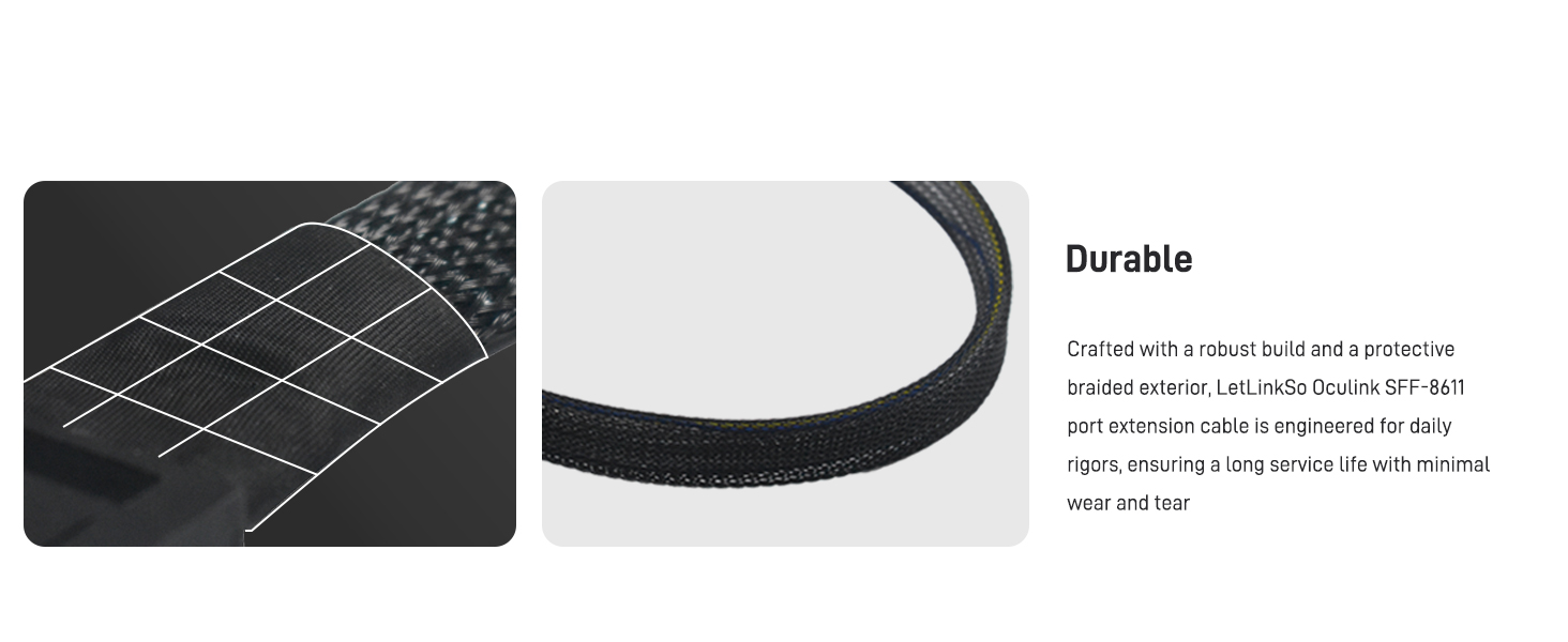 LetLinkSo Gen4 PCIe 4.0 Oculink SFF-8611 8i Connector Adapter Male Extension Cable