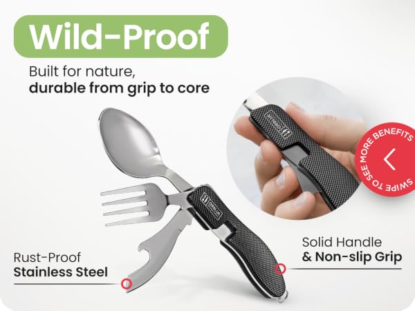 4-in-1 Camping Utensils 2-Pack Portable Travel Backpacking Cutlery