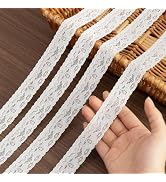 LYXMYGS Lace Trim Ribbon, 30-Yard White Lace Ribbon, 1 Inch Width White Laces Trims, Delicate Ela...