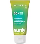 ATTITUDE Mineral Sunscreen SPF 50, Broad Spectrum Zinc Oxide, EWG Verified, Mineral-Based, Non-Na...
