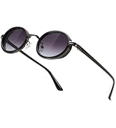 FEISEDY Retro 90s Small Oval Punk Sunglasses Gothic Steampunk Round Hippie Shade Men Women B0193