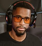 ANRRI Blue Light Glasses for Computer &amp; Gaming - Amber Lenses Reduce Eye Strain Max Protection Sl...