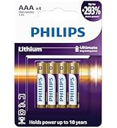 Philips AAA Lithium Batteries 4 Pack, Ultimate Long Lasting 1.5v Lithium Triple A Batteries, Work...