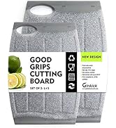 Kitchen Cutting Board 2 Pack Set with Multiple Juice Grooves! Non-Slip Plastic Cutting Board with...