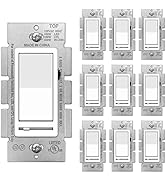 [10 Pack] BESTTEN Dimmer Wall Light Switch, Single Pole or 3-Way, Compatible with Dimmable LED, C...