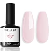 Modelones Pink Gel Nail Polish, 15 ML Baby Pink Polish Light Soft Pastel Soap Nail Polish Soak Of...
