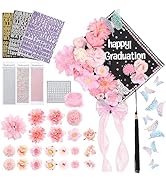 FYSUIMU Graduation Cap Decorations Kit DIY Pink Grad Hat Topper Include Assorted Flowers 3D Butte...
