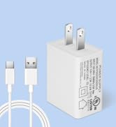 ANLINK DC 5V 2A 10W USB Wall Charger with 16.4ft/5M USB C Cable, AC Adapter for Type-C Enabled Ho...