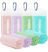 CHEMLUK 4 Packs Cooling Towels: Instant Cool Towel for Neck and Face Hot Weather UPF50 Quick Dry ...