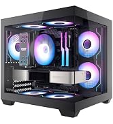 darkFlash Mini-ITX PC Case, Pre-Install 3 PWM ARGB Fans Computer Case, Full View Dual Tempered Gl...