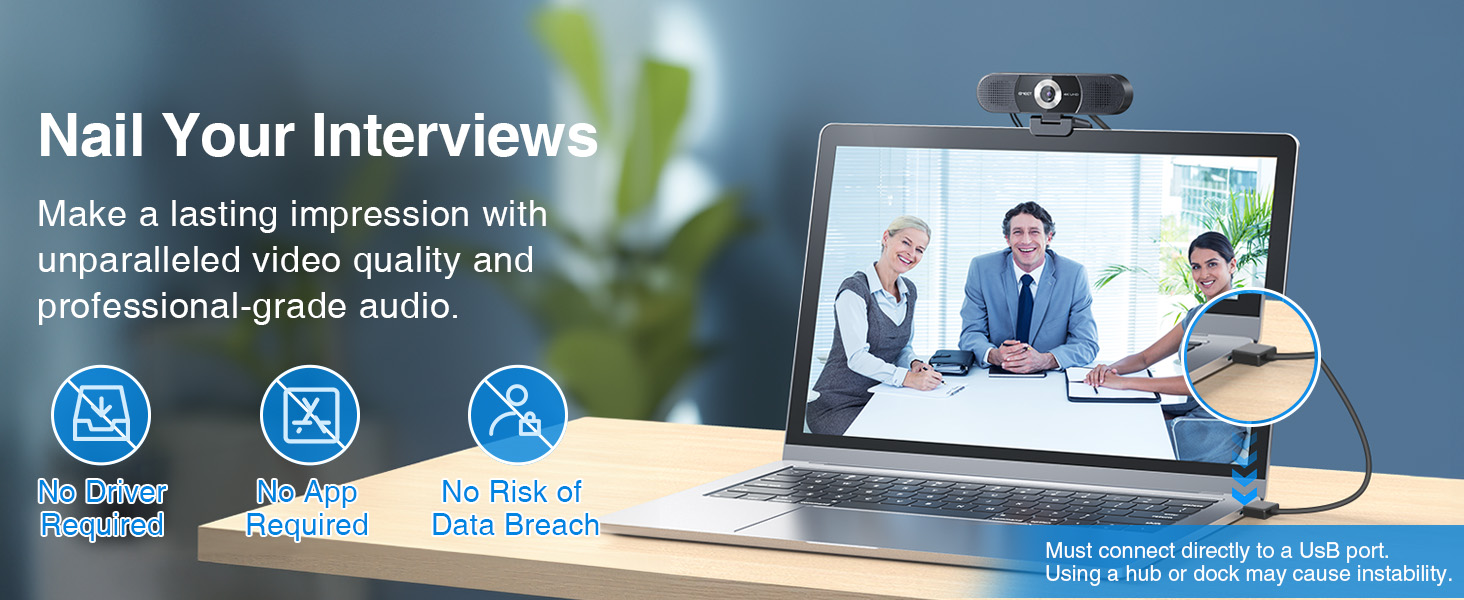 EMEET C980 PRO 3-in-1 4K Webcam with Mics and Speakers for Conference Needs