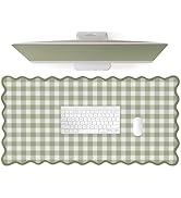 ohisxiacy Scalloped? Green Checkered Desk Mat Cute Pastel Large Gaming Mouse Pad Gingham Kawaii C...