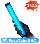 NANLITE PavoTube II 6C 10-Inch RGBWW LED Tube Light, 2700K-7500K Bi-Color, 360° Full Spectrum, CR...