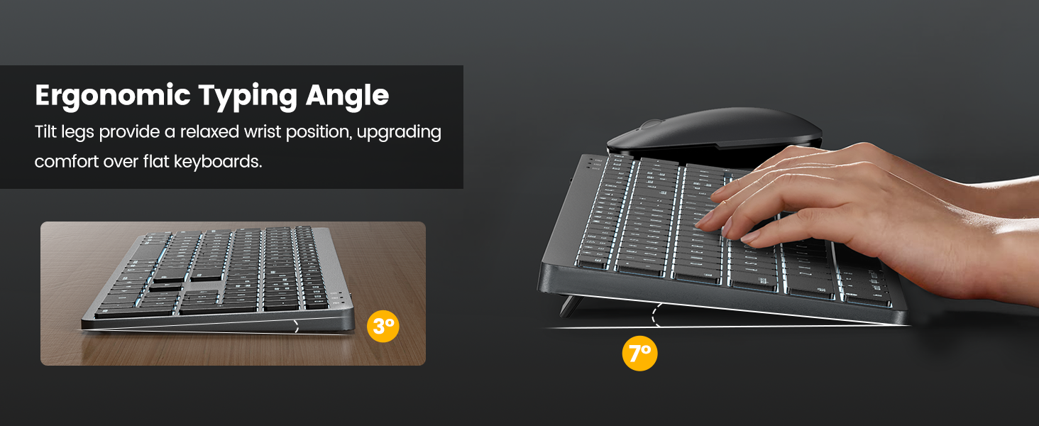 More comfortable typing angle