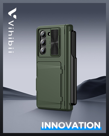 Green smartphone case with built-in camera lens protection and a card slot. Features three camera cutouts and a sliding cover for the lenses.