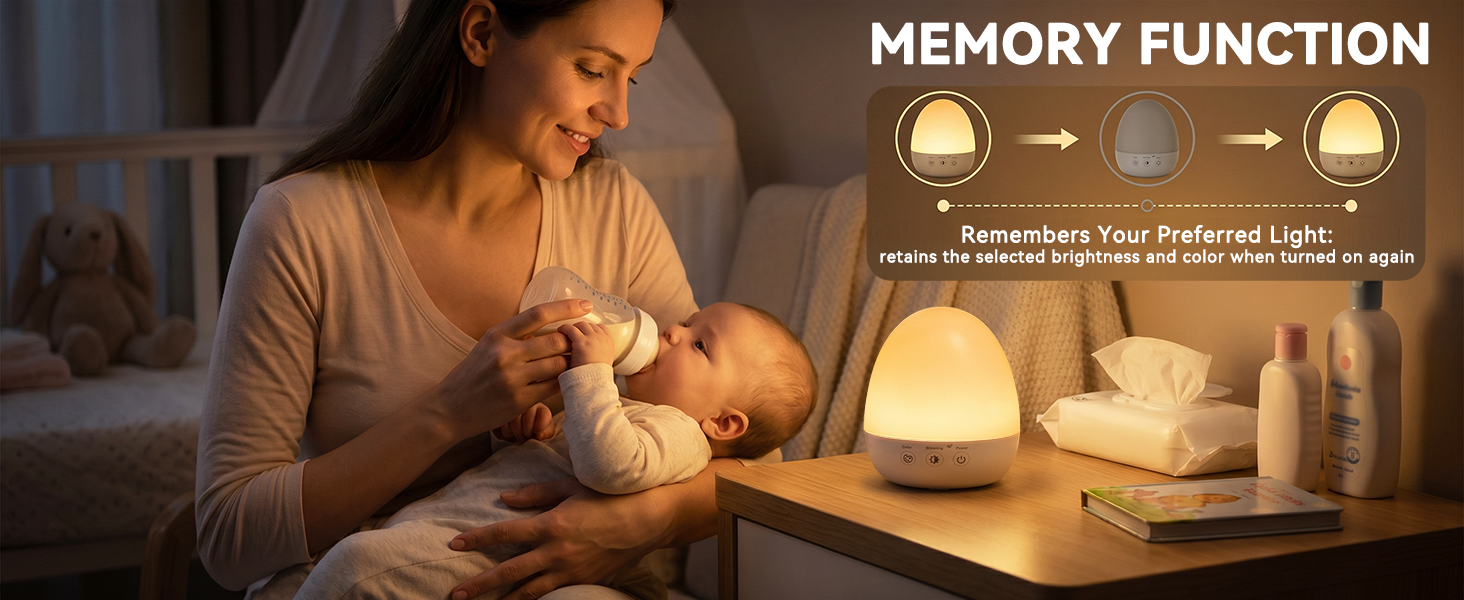 Memory function night lamp, automatically restore last used color and brightness when restarted
