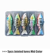EXAURAFELIS 5pcs 7 Segment Multi-Jointed Swimbaits Fishing Lures for Bass Trout Perch Slow Sinkin...