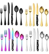 A · HOUSEWARE 96 Piece Silverware Set Sevice for 16 People Stainless Steel Flatware Eating Utensi...