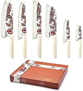 Marco Almond Knife Set Artistic Designed Pattern Kitchen Knife 6 Stainless Steel Kitchen Knives w...
