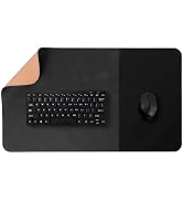 HAUTOCO Cork Desk Mat 23.6''x13.7'', Distressed PU Leather &amp; Cloth Desk Pad | Waterproof, Non-Sli...