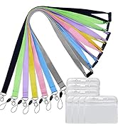 YOUOWO 7 Pack Lanyard with id Holder Horizontal for Keys Women Kids lanyards for ID Badges Safety...
