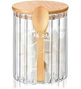 Steviieden Glass Jar Sugar Container with Bamboo Spoons Lids 16 oz Sugar Bowl Coffee Bar Food Sto...