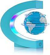 Flagest Magnetic Levitation Floating Globe, Levitating C Shape Globe with Cyan Frame and LED Ligh...