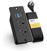 Recessed Power Strip, Flat Plug Furniture Table Outlets with 2 USB C and 1 USB A Port for Multipl...