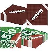 50 Pack Football Napkins Sets - Football Party Supplies, Rugby Football Field Touchdown Design Di...